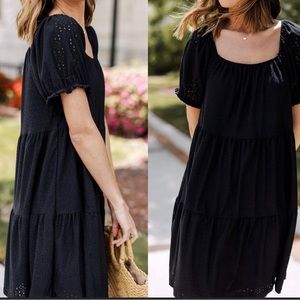 Dress Up Black Eyelet Tiered Dress